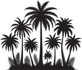 Wall Mural - Palm tree silhouette vector illustration set