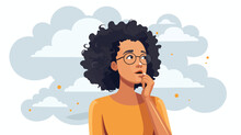 Cartoon Woman Ignoring With Thought Bubble Flat Vector