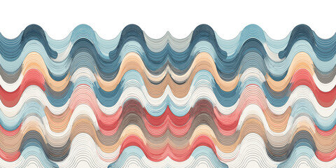 Seamless pattern with waves in retro style, decorative abstract wave backdrop, Vector illustration, generative ai