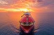 Across ocean, a large oil tanker transports crude oil AI Generation