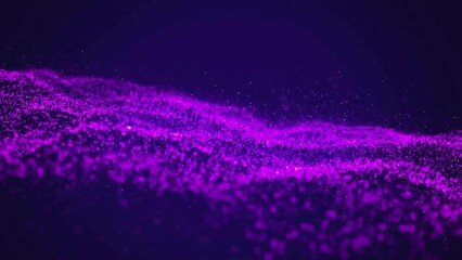 Poster - Animation of glowing purple light mesh with spots moving over black background