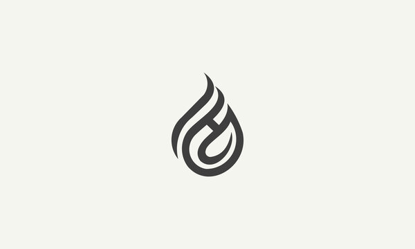 initials GH leaf monoline simple logo design vector illustration