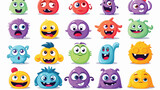 Fototapeta Dinusie - Cute cartoon expression emoji character vector design