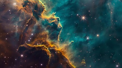 Wall Mural - vivid representation of a cosmic nebula, showcasing the majestic beauty and mystery of the universe