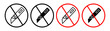 © Digisha - Do Not Cut Line Icon Set. Utility Cutter Prohibition icon in outline and solid flat style.