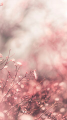 Wall Mural - Beautiful pink spring blossom with bokeh effect, soft focus background, selective focus, smartphone wallpaper