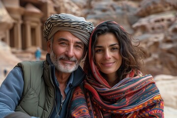 Wall Mural - Couple Posing at Petra, Jordan