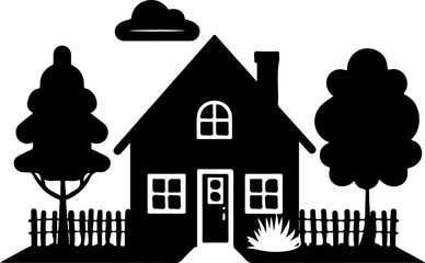 Poster - illustration of a house with a tree