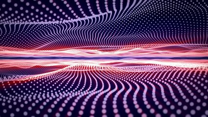 Wall Mural - abstract wavy field made of particle waves with hot glow effect. digital 3d background for computer 