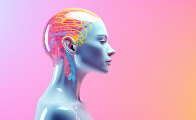 Wall Mural - artificial intelligence robotics computer technology cyborg implants in human beings