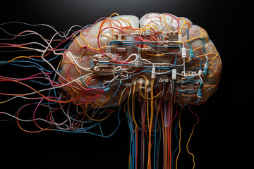 Wall Mural - artificial intelligence robotics computer technology cyborg implants in human brains