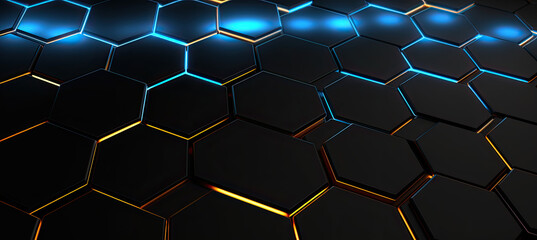 Wall Mural - Abstract background with hexagons, black and one color light