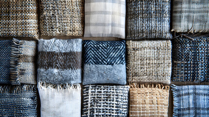 Poster - A variety of textured fabric samples organized neatly in a grid showcasing patterns and materials