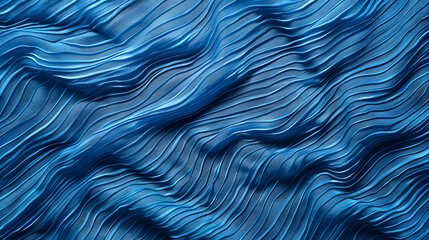 Poster - Close-up image of blue fabric with wavy patterns evoking the tranquility of ocean waves