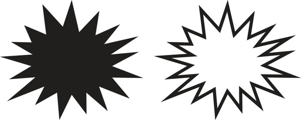 bursting speech star icon in two styles isolated on white background . vector illustration