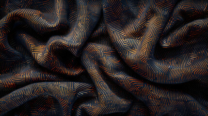 Wall Mural - Dynamic, woven fabric texture with a play of orange and blue colors creating a sense of movement and complexity