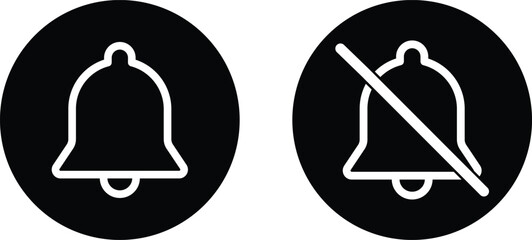 Poster - Notification on and off icon set isolated on white background . Bell icons vector