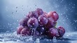 Grapes with water splashes on a dark blue background