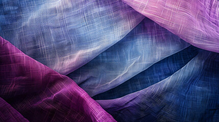 Wall Mural - A vibrant purple and blue fabric texture with a sharp focus on the detailed lines and fibers