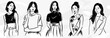 Junge Asiatische Frauen: Minimalistische Vektorgrafik Illustrationen