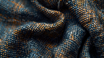 Poster - Macro shot of denim fabric showing intricate weave pattern and texture in detail