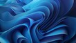 3D rendering of a blue wavy surface with a smooth and glossy texture, lit by a soft light.