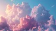 Amazing beautiful pink and white cloudscape with a bright shining sun.