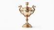3D rendering of a gold trophy isolated on a white background. The trophy is ornate and has a shiny gold finish.