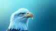 A majestic bald eagle gazes into the distance with a piercing stare. Its powerful beak and sharp talons are a testament to its strength and ferocity.
