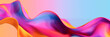 Vibrant gradient flows from warm pinks to cool blues, creating a dynamic and fluid visual effect. Colors blend seamlessly, resembling waves of silk or liquid. Smooth transitions undulating contours