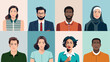 © Knut - People character portrait collection - Set of vector illustration of faces and upper body, men and woman with different ethnicities looking at camera in front view