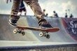 Summer Fun at the Skate Park - Radical Skateboarding with Male Athlete Showing Skills in Exercising Balance