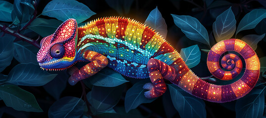 Wall Mural - A colorful chameleon is a marvel of nature