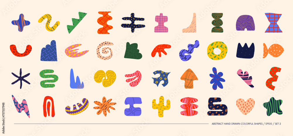 Collection of minimalistic bizarre abstract geometric shapes and forms ...