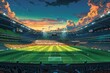 This dynamic illustration captures the electric atmosphere of a soccer match with vibrant green grass, enthusiastic fans, and the grandeur of the stadium, inviting viewers into the heart of the game