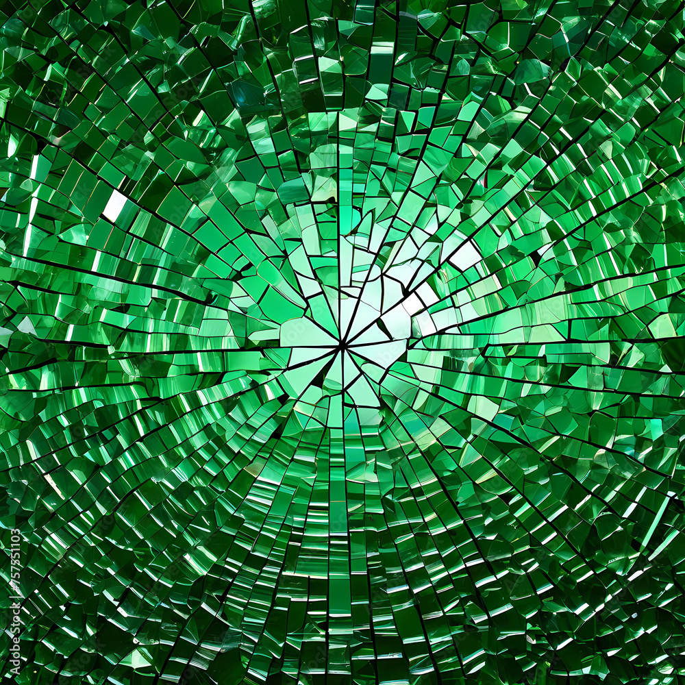 green shiny mosaic, Mosaic irregular Background Geometric Texture, shiny glass mosaic arranged in a circle