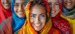 © mandu77 - Portrait of happy young muslim women wearing colorful headscarf. World Day for Cultural Diversity for Dialogue and Development. Happy Mother's Day, women empowerment.