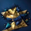 Abstract composition of 3D triangles. Blue and Yellow colors. Illustration