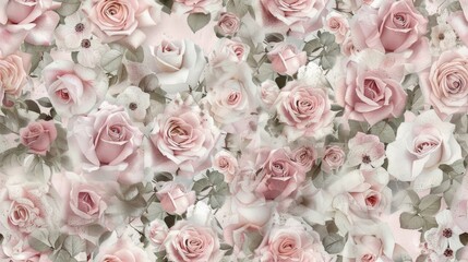  a seamless background embellished with delicate pink roses, evoking feelings of grace and charm. SEAMLESS PATTERN