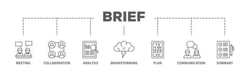 Poster - brief banner web icon illustration concept with icon of meeting, collaboration, analysis, brainstorm
