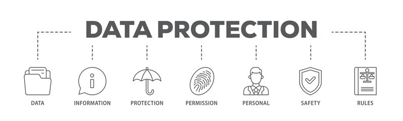 Poster - data protection banner web icon illustration concept with icon of data, information, protection, per