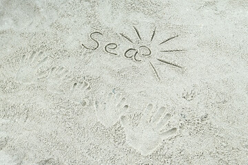 beautiful pattern on the sea sand on nature background