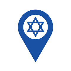 Wall Mural - israel location pin, gps marker, made in israel symbol, find us sign, blue color with star of david,
