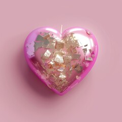 Sticker - pink heart candle.