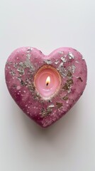 Canvas Print - pink heart candle.