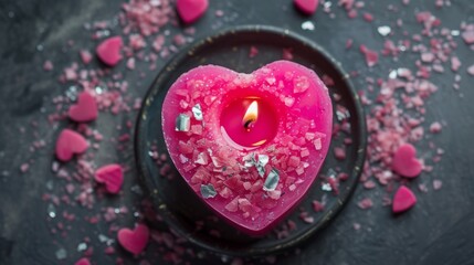 Sticker - pink heart candle.