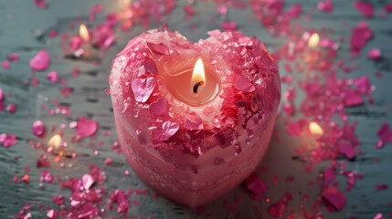 Sticker - pink heart candle.