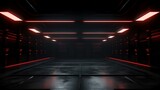 Fototapeta Perspektywa 3d - Red Neon Garage: Empty Garage with Red Neon Lights (AI Generated)

