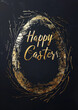 Easter Elegance: Minimalist Golden Line of Paper with Easter Egg and 'Happy Easter' Message