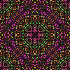 Poster - Abstract polygonal mandala pattern background art - bohemian kaleidoscope mosaic vector wallpaper graphic design